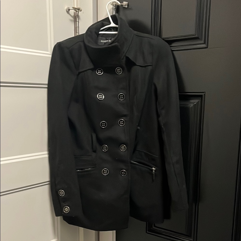 Black Double-Breasted Women's Jacket